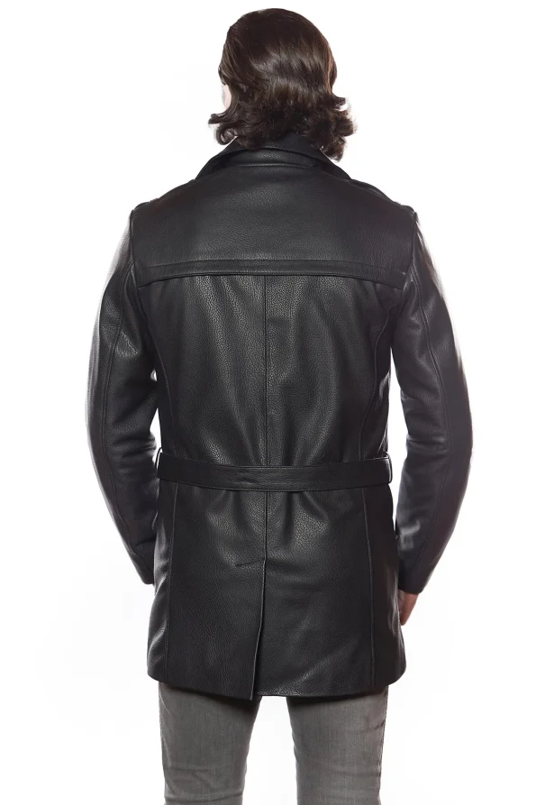 Bonno Men’s 100% Real Black Leather Coat 2