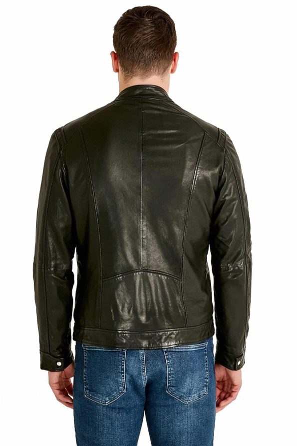 Grant Men’s 100% Real Olive Leather Biker Galore Jacket 2