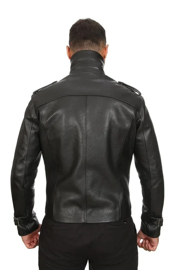 Lincoln Men’s 100% Real Black Leather Biker Style Jacket 2