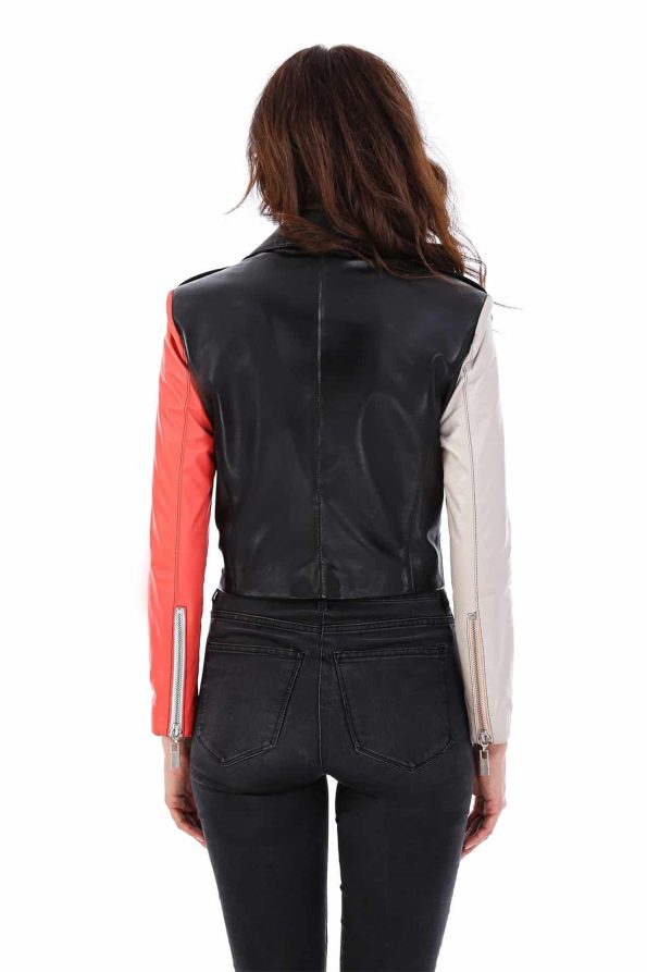 Women’s 100% Real Black Leather Biker Stylish Jacket 2