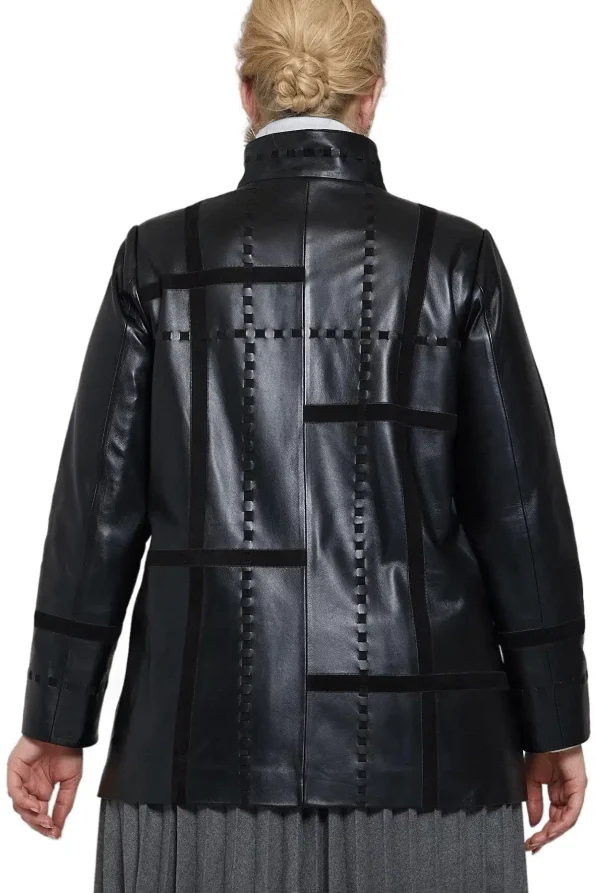 Women’s 100% Real Black Leather Dazzling jacket 2