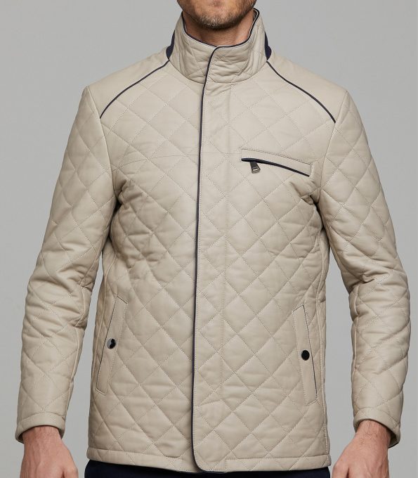 Beige Cambridge Men’s Leather Jacket (4)