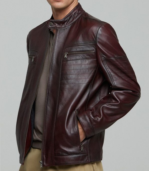 Bordeaux George Men’s Leather Jacket (3)