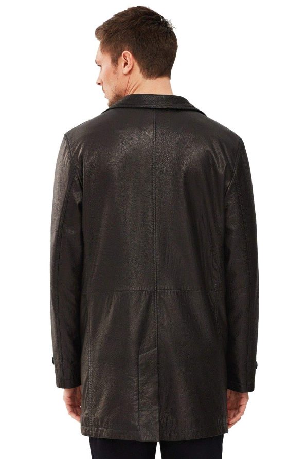 Ederson Men’s 100% Real Dark Brown Leather Long Coat 3