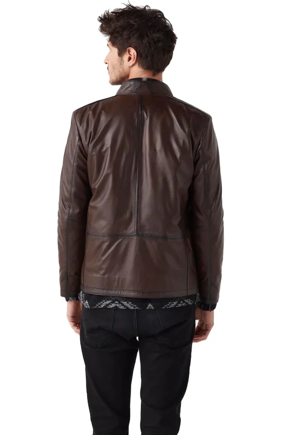 Greco Men’s 100% Real Brown Leather Stylish Jacket 5